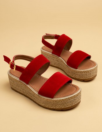 Red Suede Leather  Sandals - B0405ZKRMP01