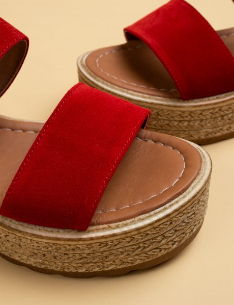 0RAN SANDALS IN JAM RED CALFSKIN
