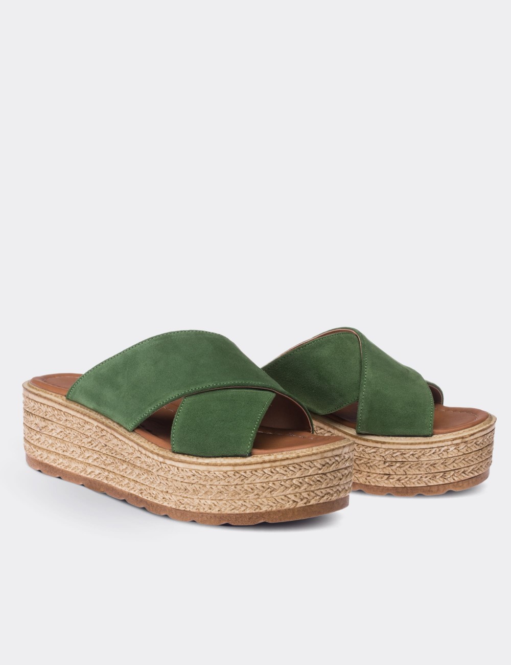 Green Suede Leather  Sandals - B0402ZYSLP01