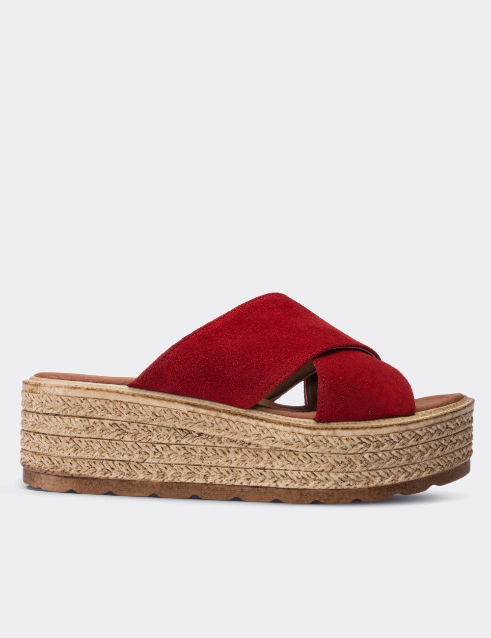 Red Suede Leather  Sandals - B0402ZKRMP01