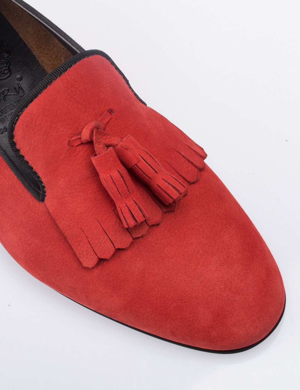 Red Suede Leather Loafers - 01612ZKRMM01