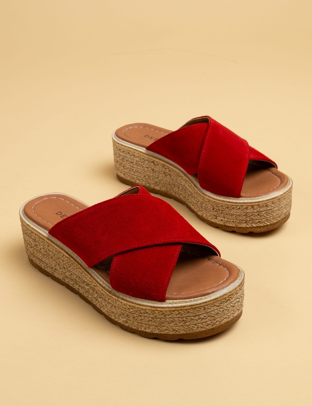 Red Suede Leather  Sandals - B0402ZKRMP01
