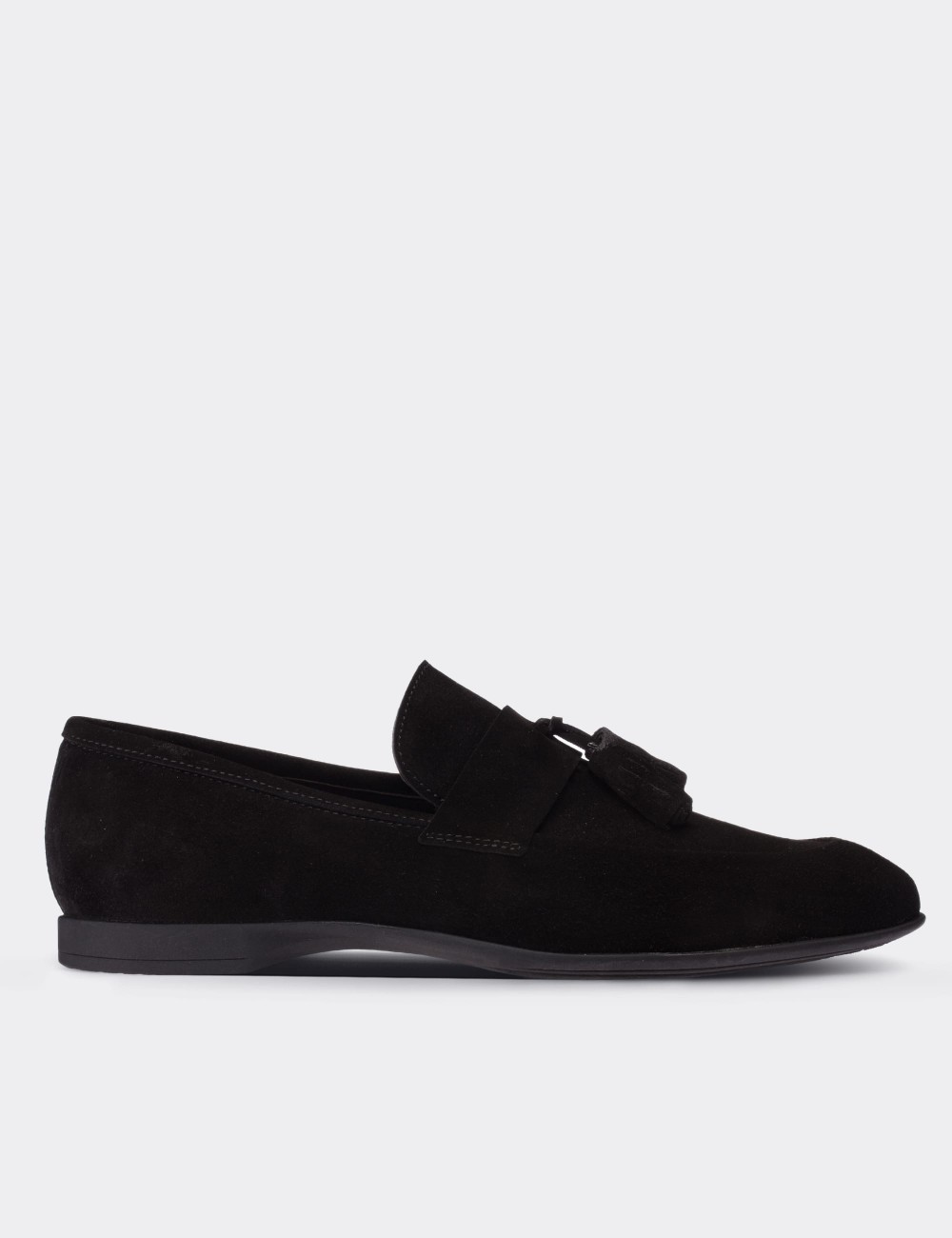 Black Suede Leather Loafers - 01523MSYHC03