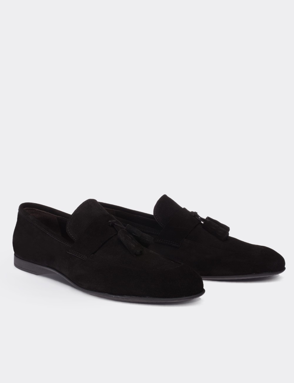 Black Suede Leather Loafers - 01523MSYHC03