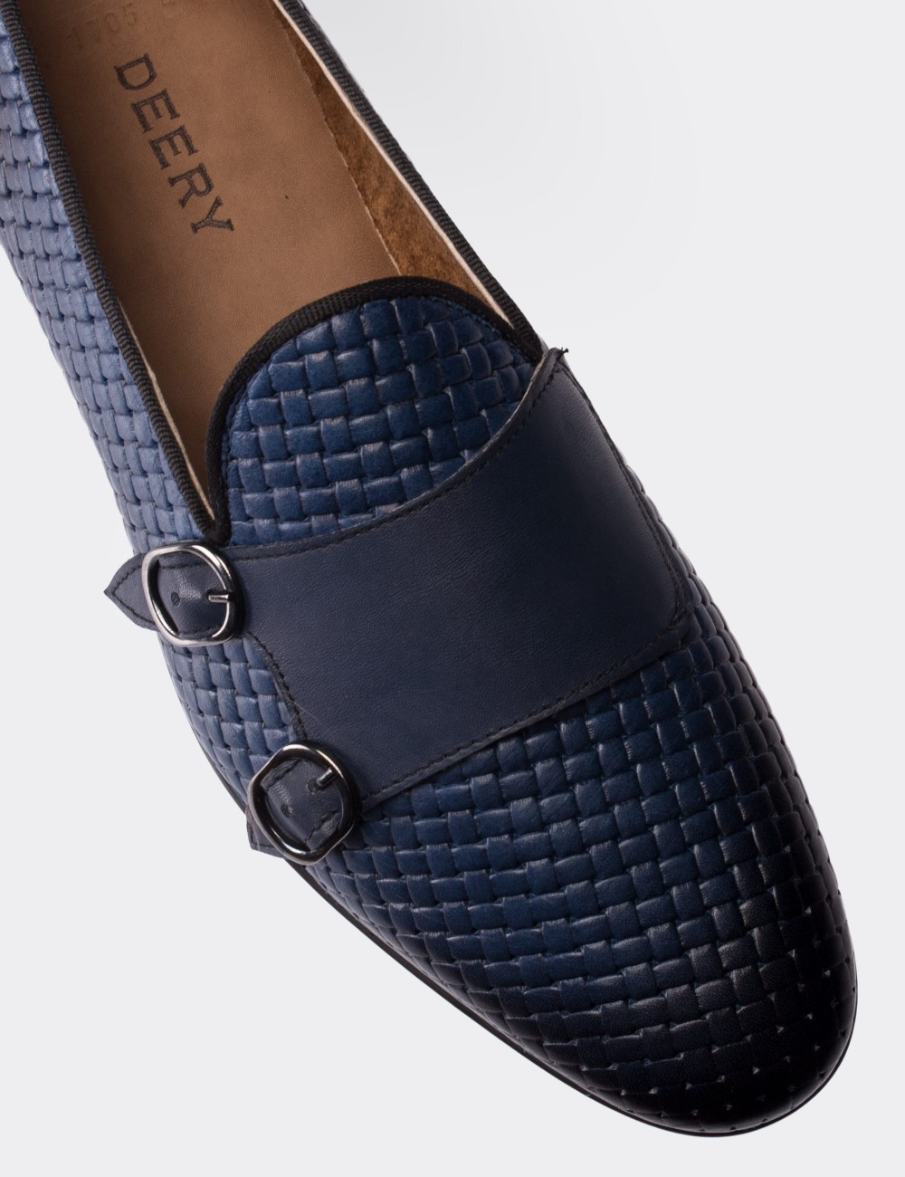 Navy  Leather Loafers - 01705MLCVC02