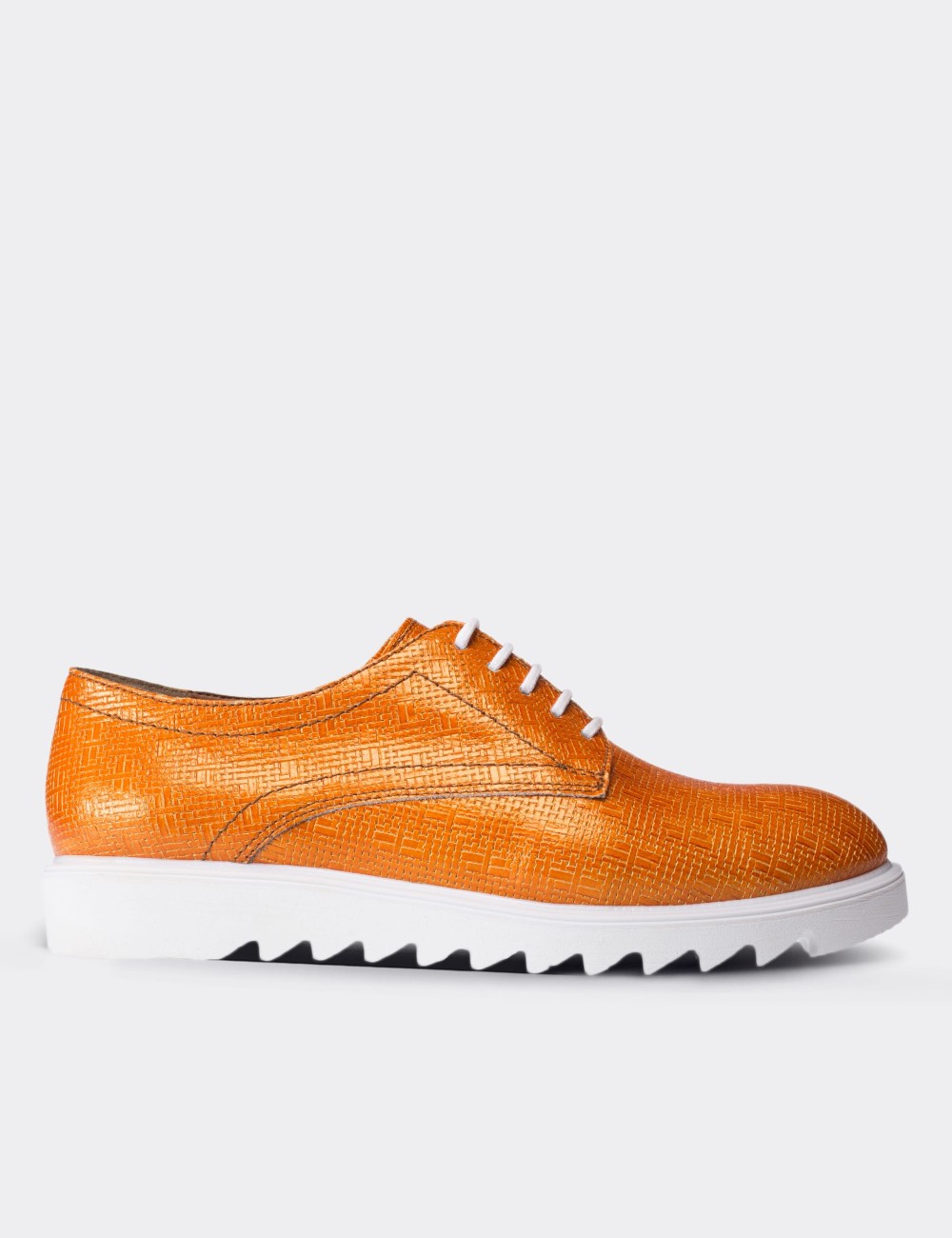 Orange  Leather Lace-up Shoes - 01430ZTRCP02