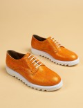 Orange  Leather Lace-up Shoes
