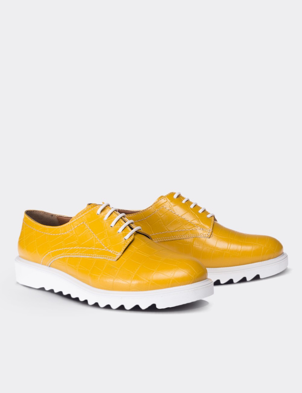 Yellow  Leather Lace-up Shoes - 01430ZHRDP01