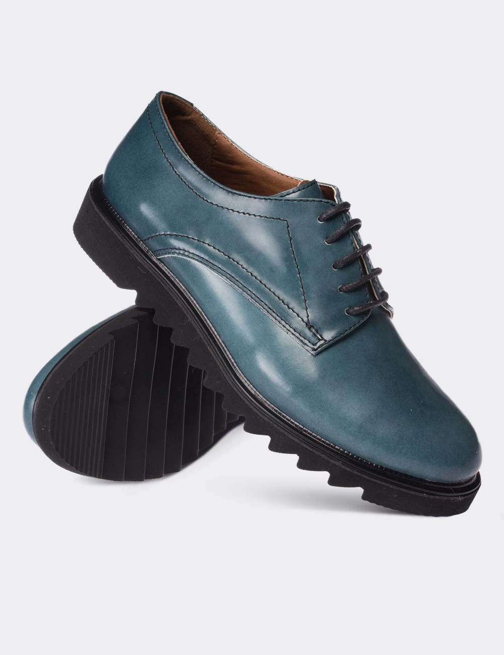 Green  Leather Lace-up Shoes - 01430ZYSLP01