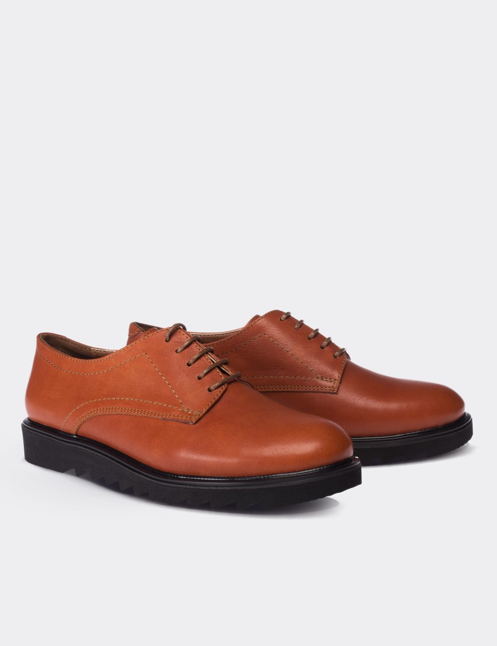 Orange  Leather Lace-up Shoes - 01430ZTRCP01
