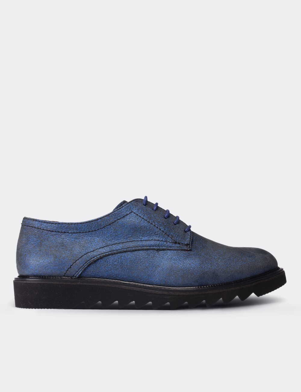 Blue  Leather Lace-up Shoes - 01430ZMVIP01