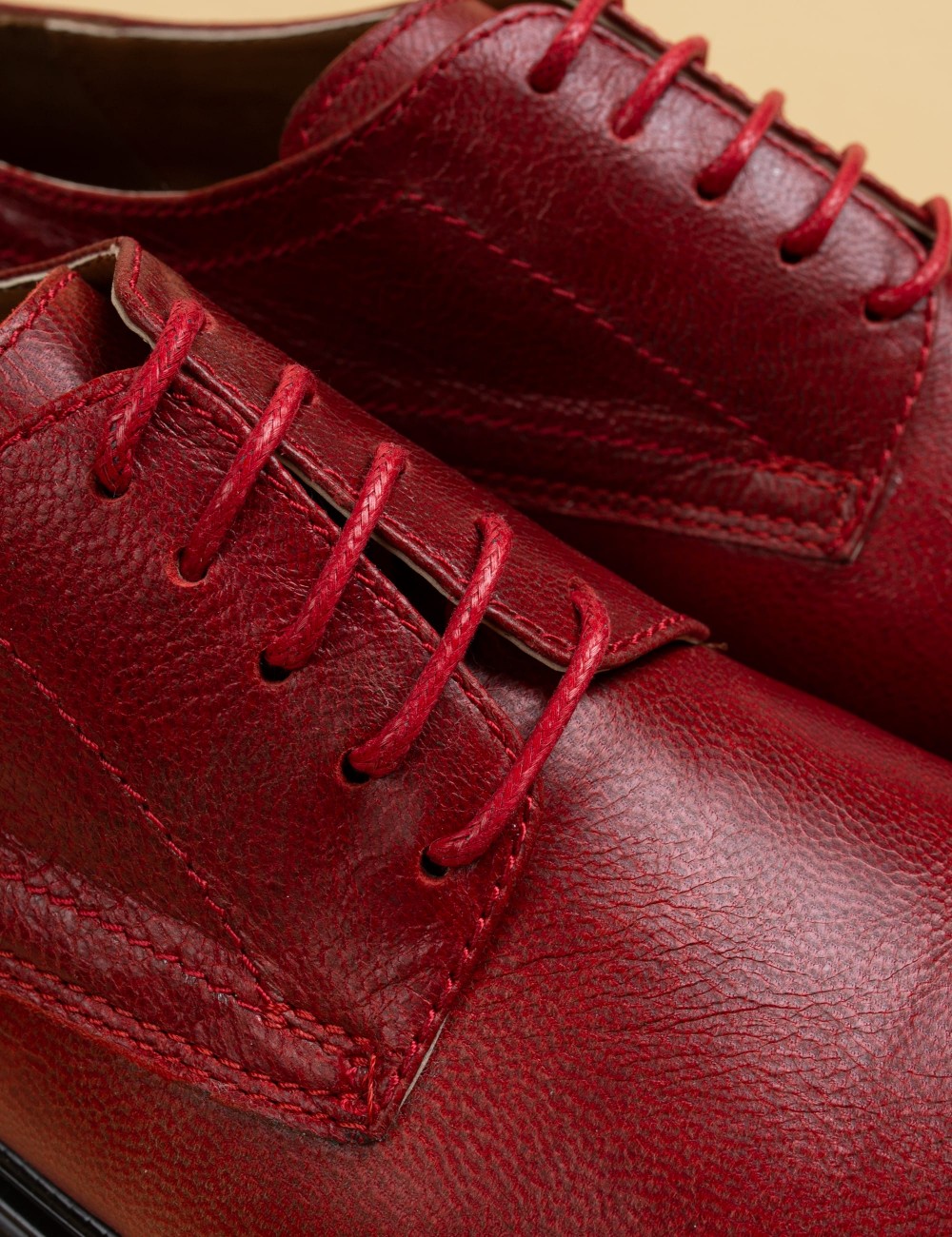Red  Leather Lace-up Shoes - 01430ZKRMP01