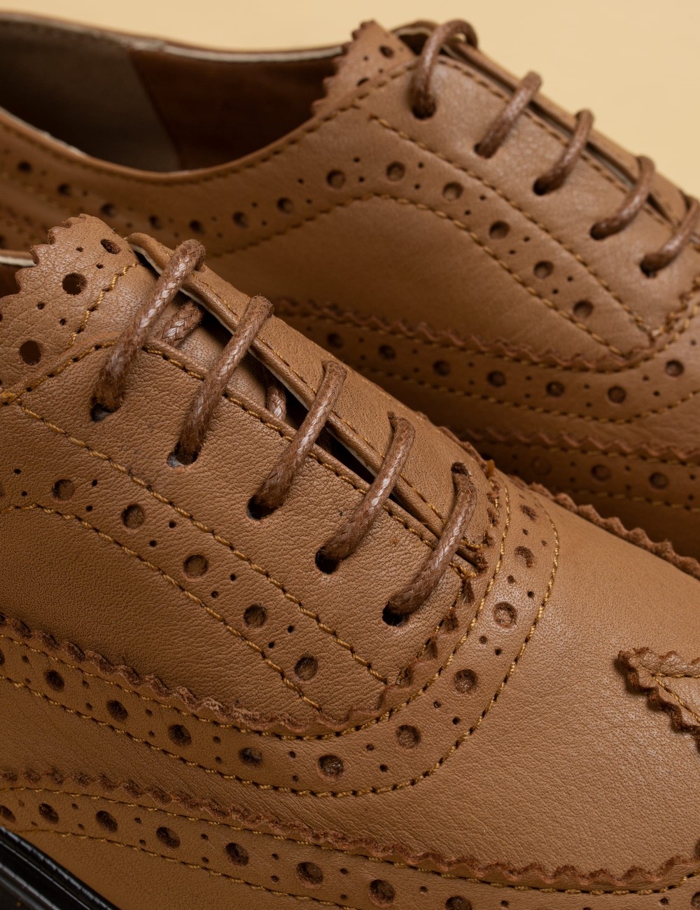 Tan  Leather Lace-up Shoes - 01418ZTBAP01