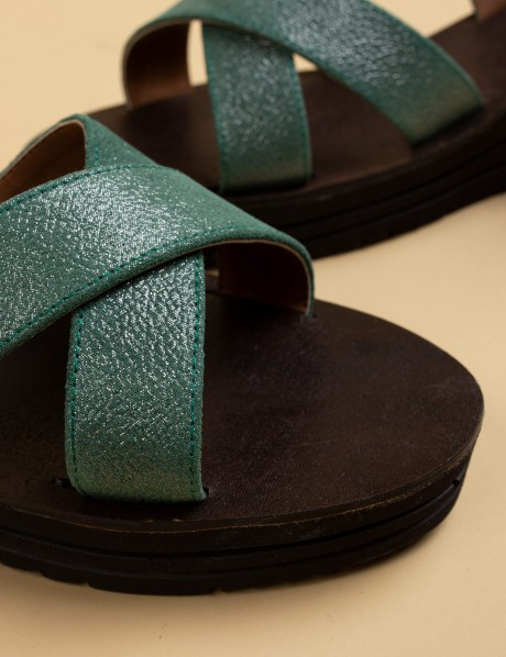Green  Leather Sandals