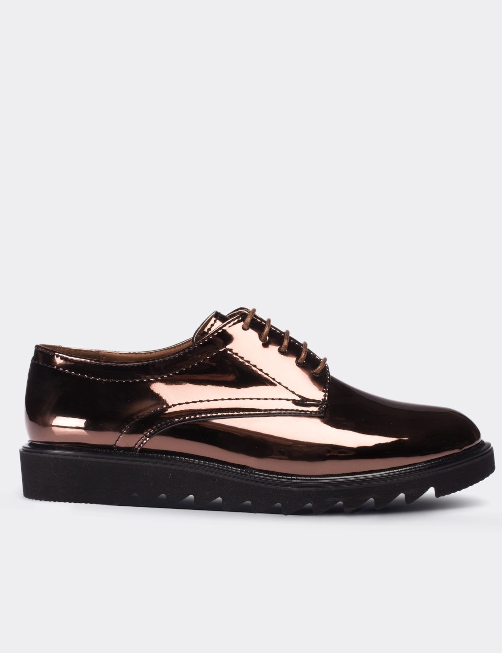 Copper  Leather Lace-up Shoes - 01430ZBKRP02