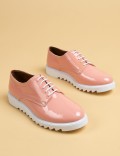 Pink  Leather Lace-up Shoes