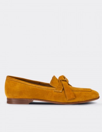 Yellow Suede Leather Loafers - Deery