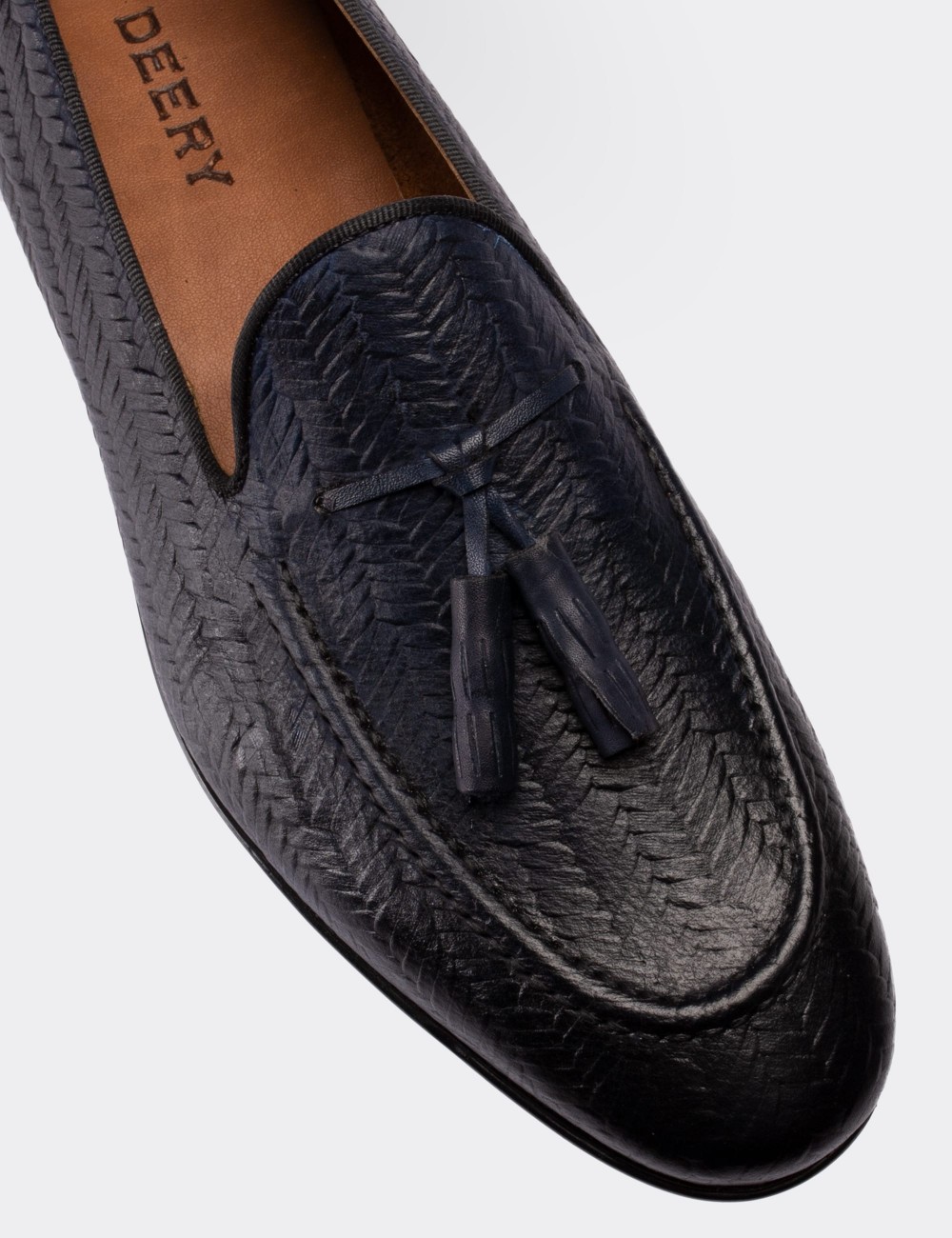Navy  Leather Loafers - 01701MLCVC04