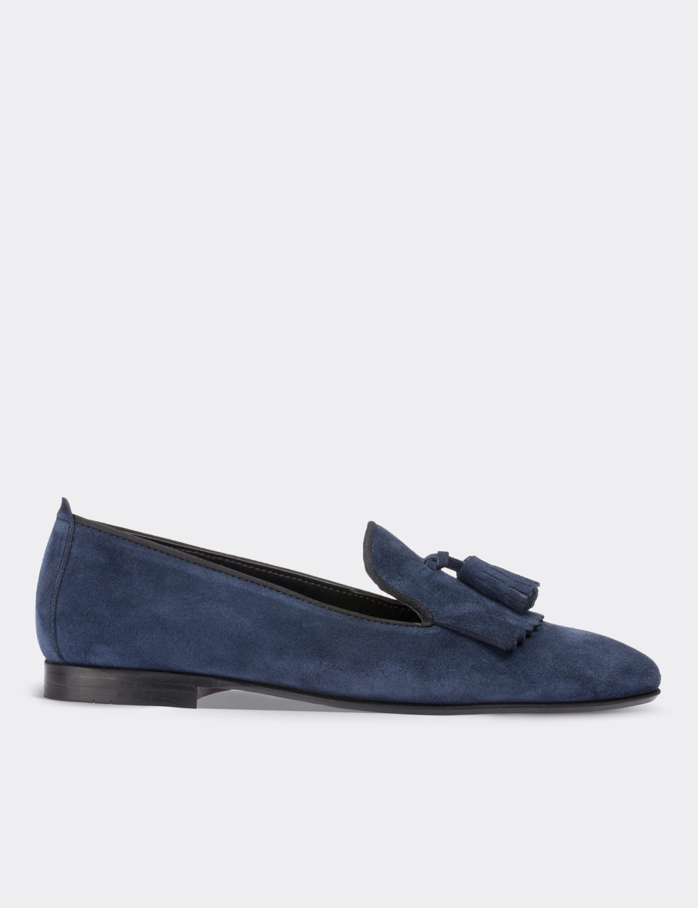 Navy Suede Leather Loafers - 01612ZLCVM01