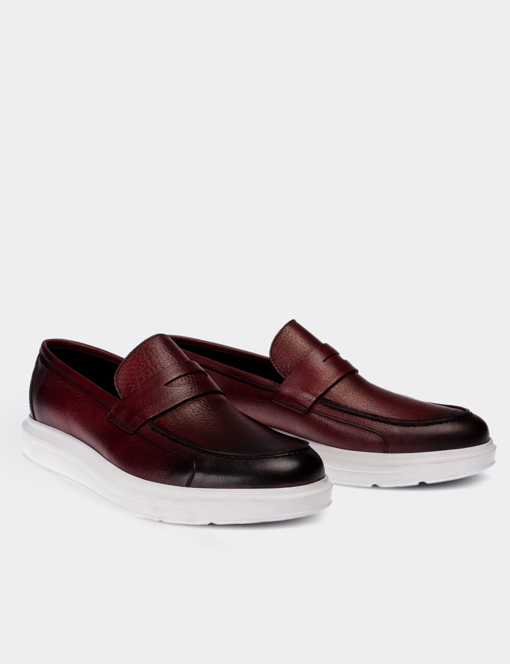 Burgundy  Leather Loafers - 01564MBRDP10