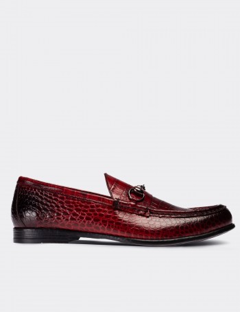 Burgundy  Leather Loafers - 01649MBRDC01