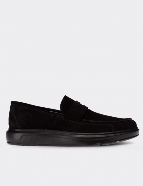 Black Suede Leather Loafers