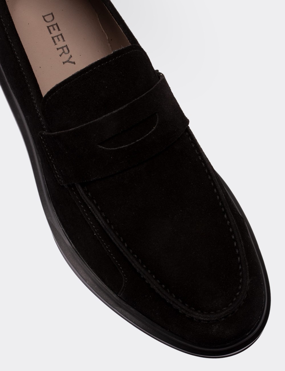 Black Suede Leather Loafers - 01564MSYHP06