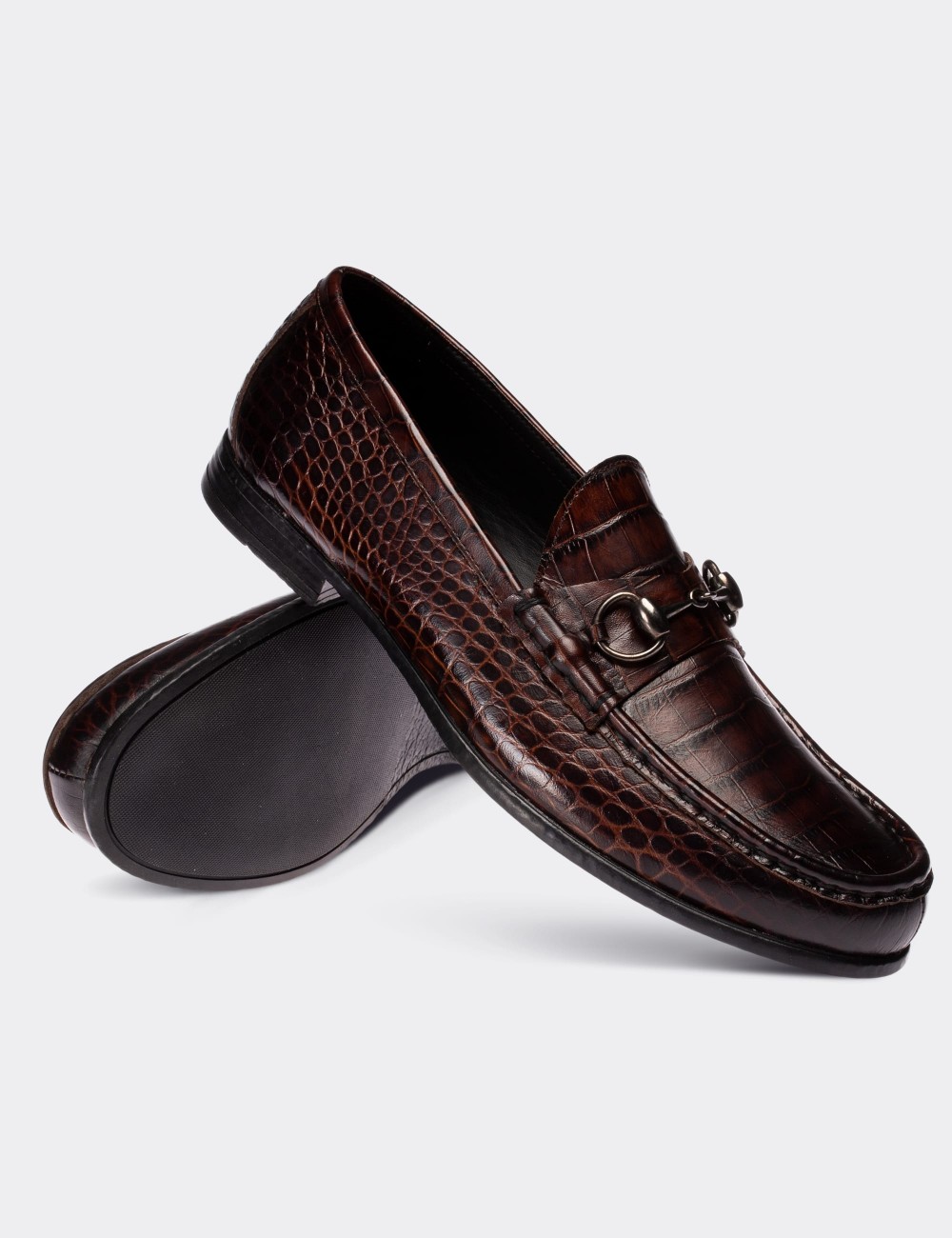Brown  Leather Loafers - 01649MKHVC02