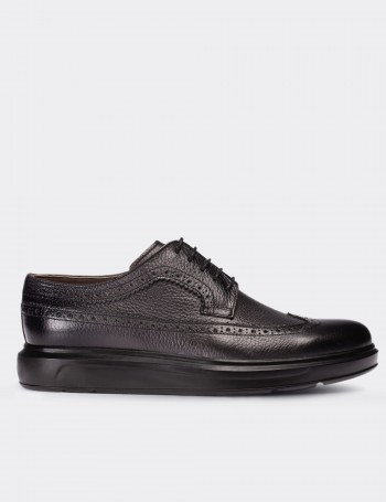 Gray  Leather Lace-up Shoes - 01293MGRIP03