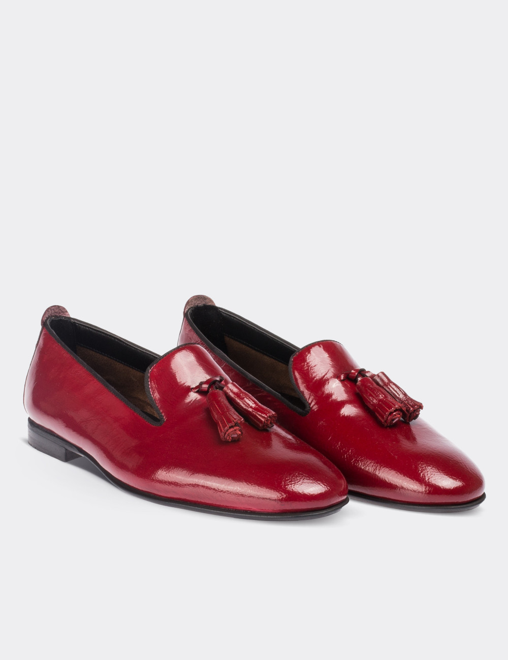 Burgundy Patent Leather Loafers - 01613ZBRDM01