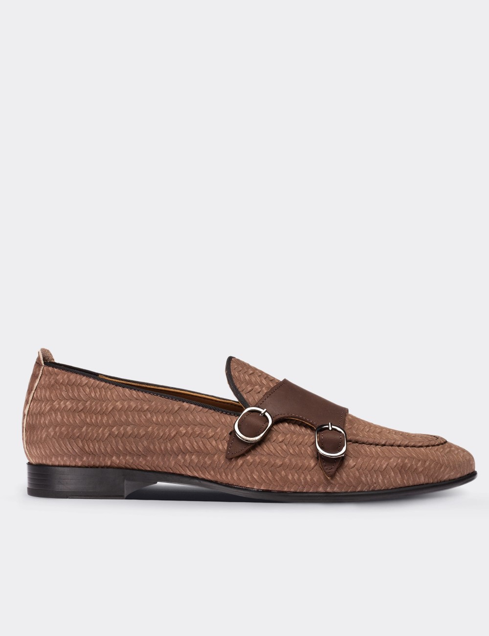 Sandstone  Leather Double-Strap Loafers - 01704MVZNC01