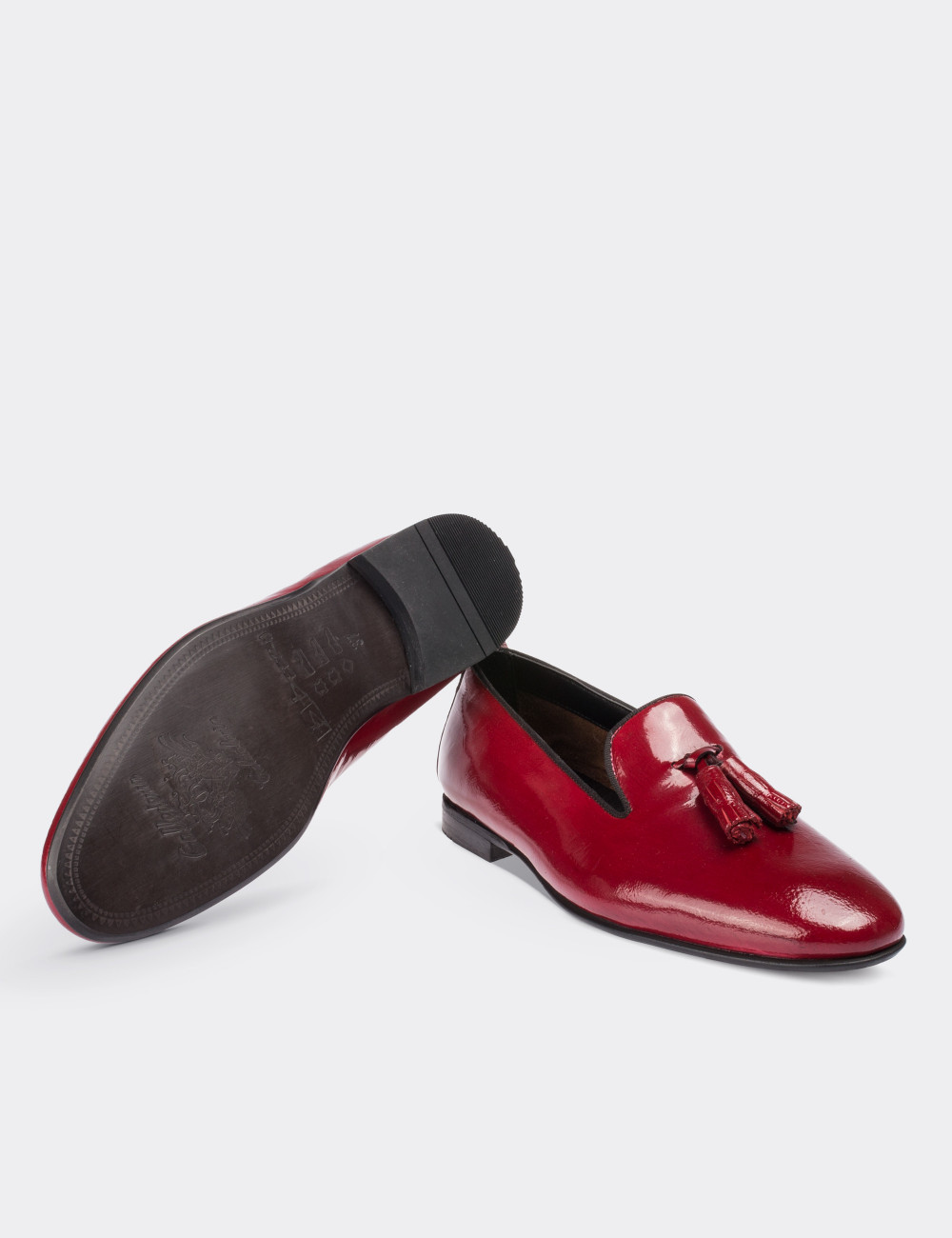 Burgundy Patent Leather Loafers - 01613ZBRDM01