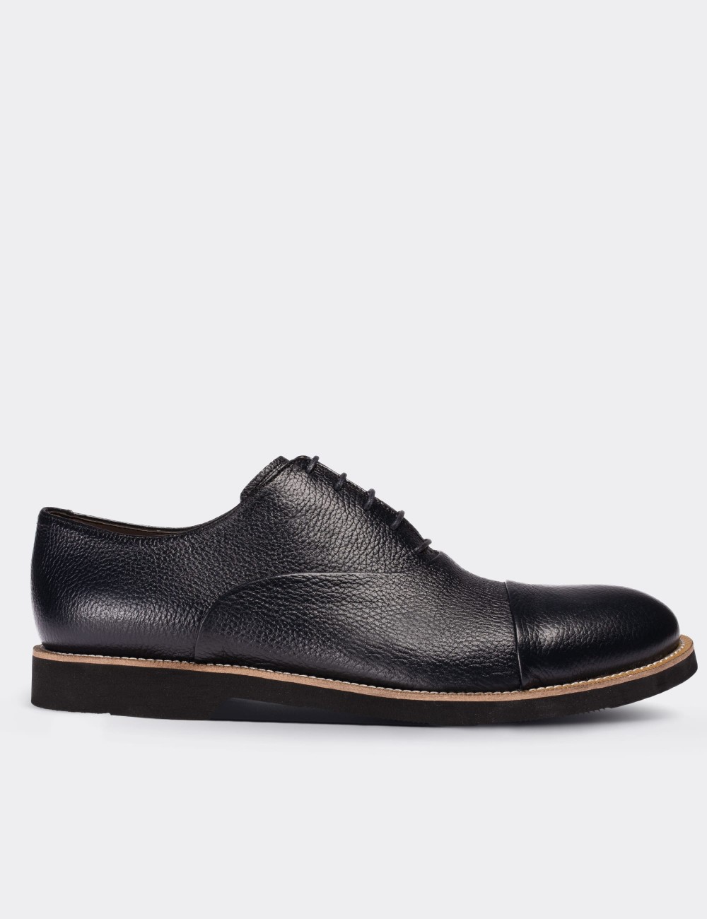 Navy  Leather Lace-up Shoes - 01026MLCVE02