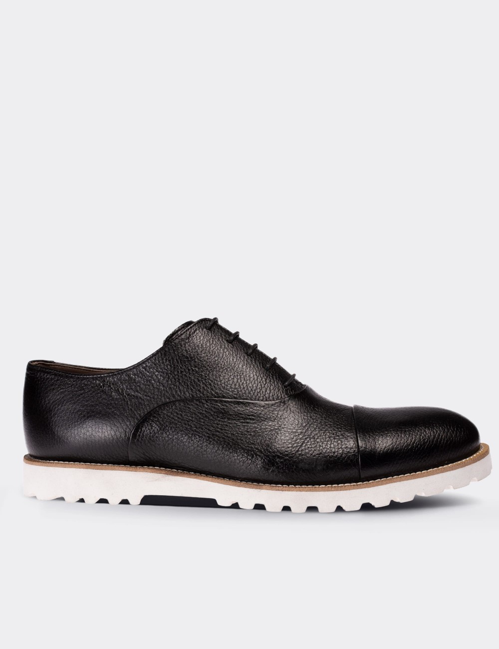 Black  Leather Lace-up Shoes - 01026MSYHE10