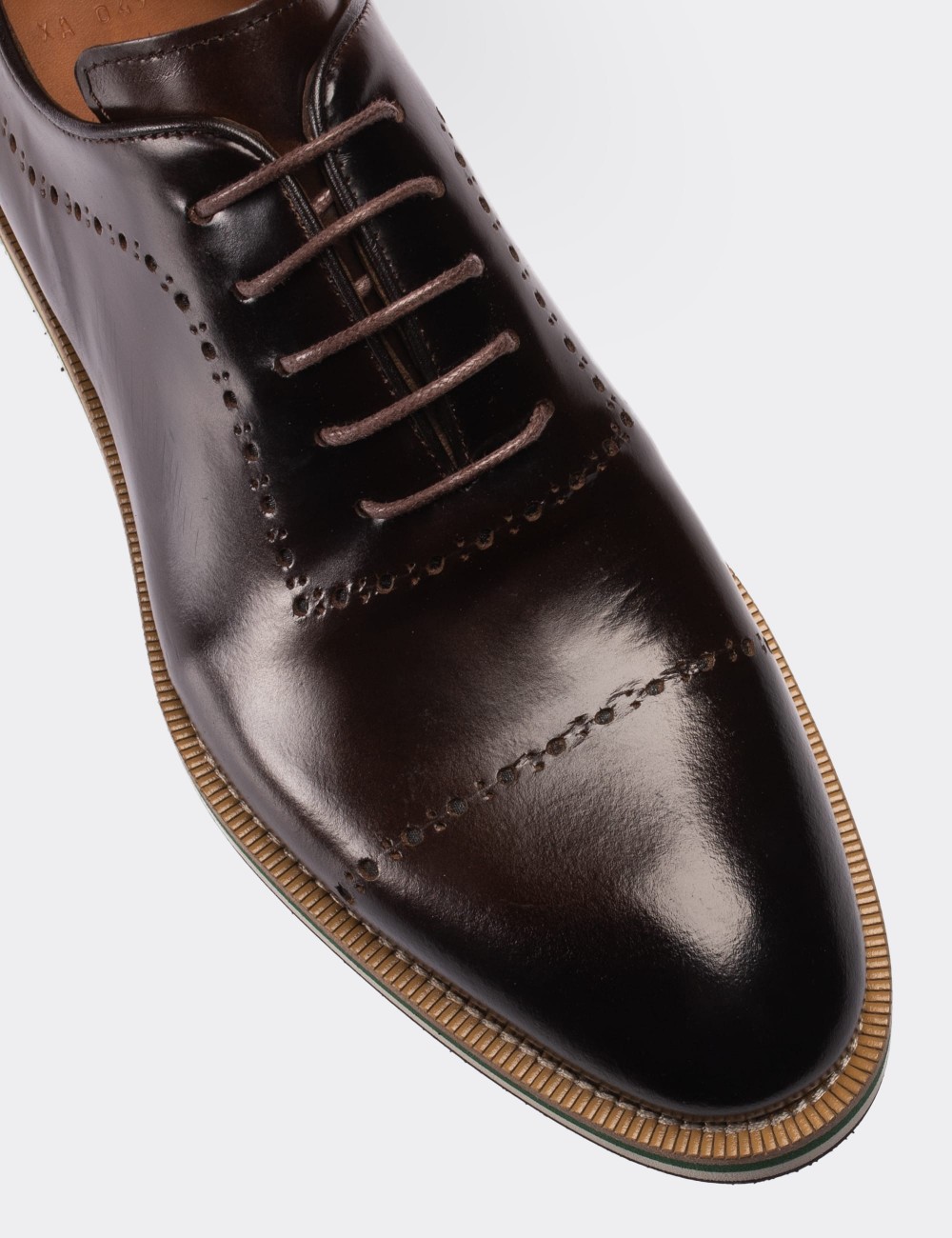 Brown  Leather Lace-up Shoes - 00491MKHVE11