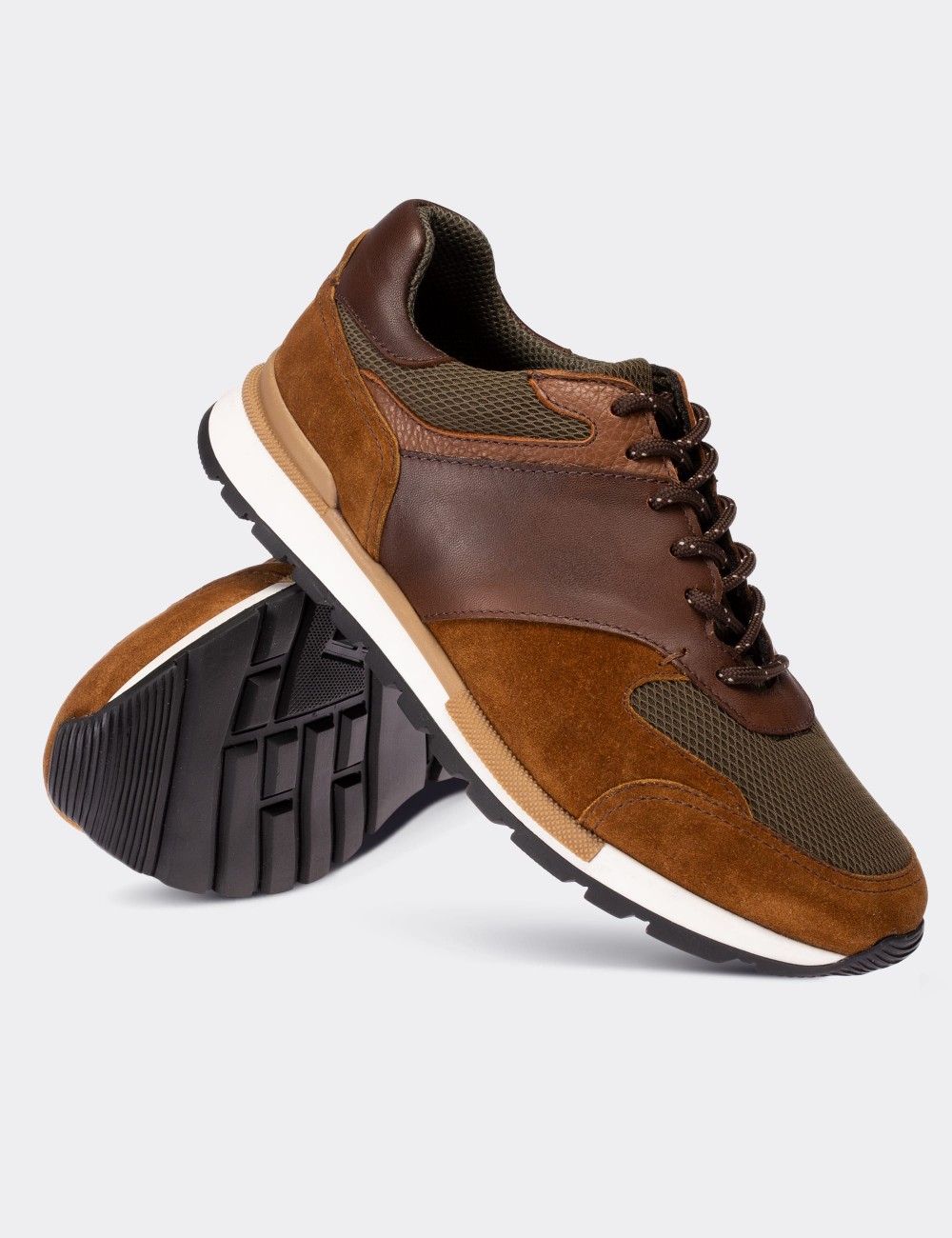 Brown Suede Leather Sneakers - 01718MKHVT02