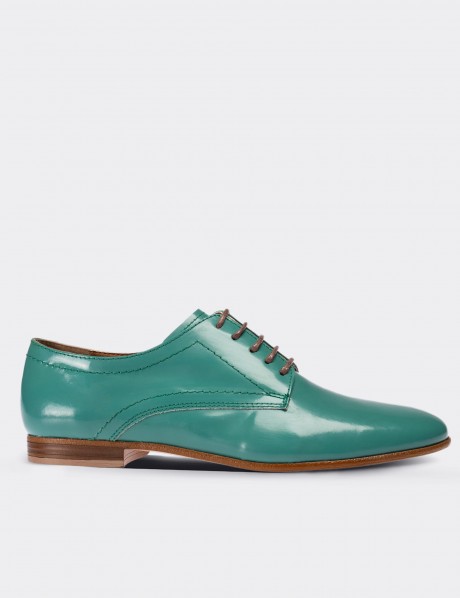 Green  Leather Lace-up Shoes