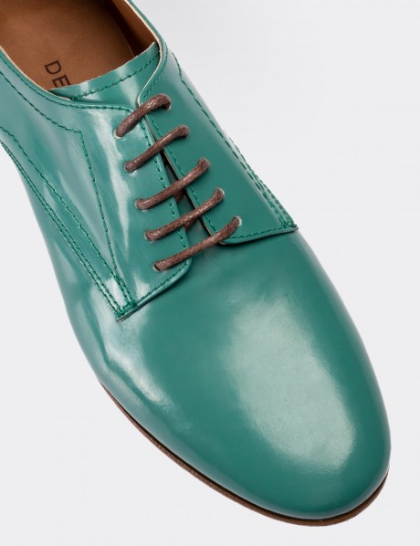 Green  Leather Lace-up Shoes