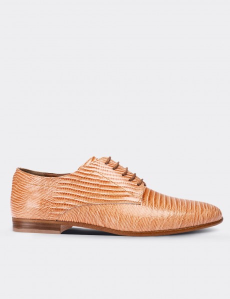 Tan  Leather Lace-up Shoes