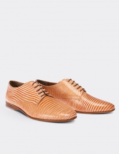 Tan  Leather Lace-up Shoes