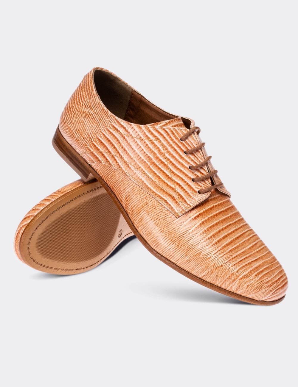Tan  Leather Lace-up Shoes - 01430ZTBAC01
