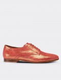 Pink Suede Leather Lace-up Shoes