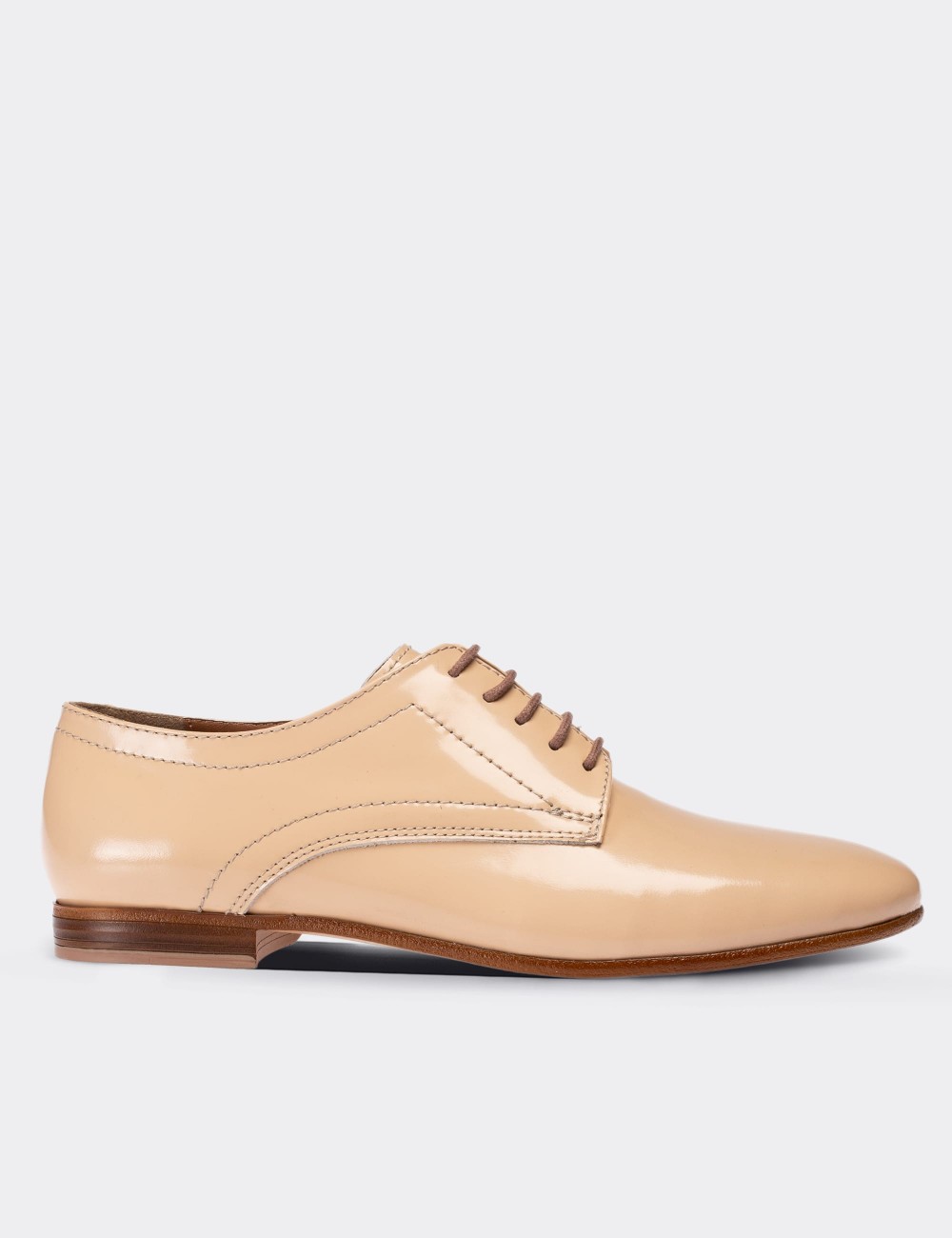 Beige  Leather Lace-up Shoes - 01430ZBEJC03