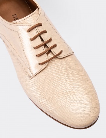 Beige  Leather Lace-up Shoes - 01430ZBEJC02