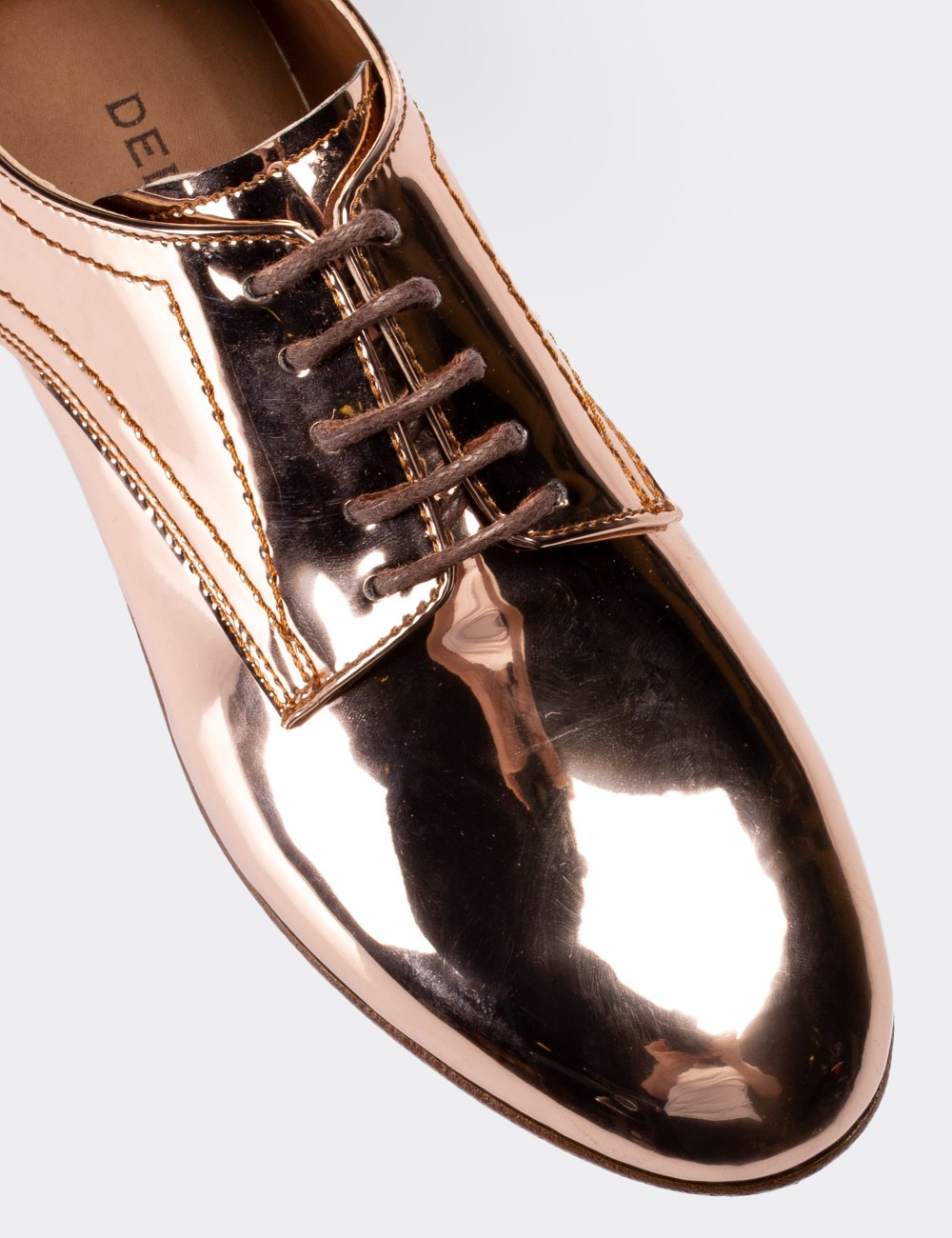 Gold Patent Leather Lace-up Shoes - 01430ZALTC01