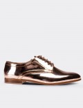 Gold Patent Leather Lace-up Shoes