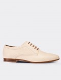 Beige  Leather Lace-up Shoes