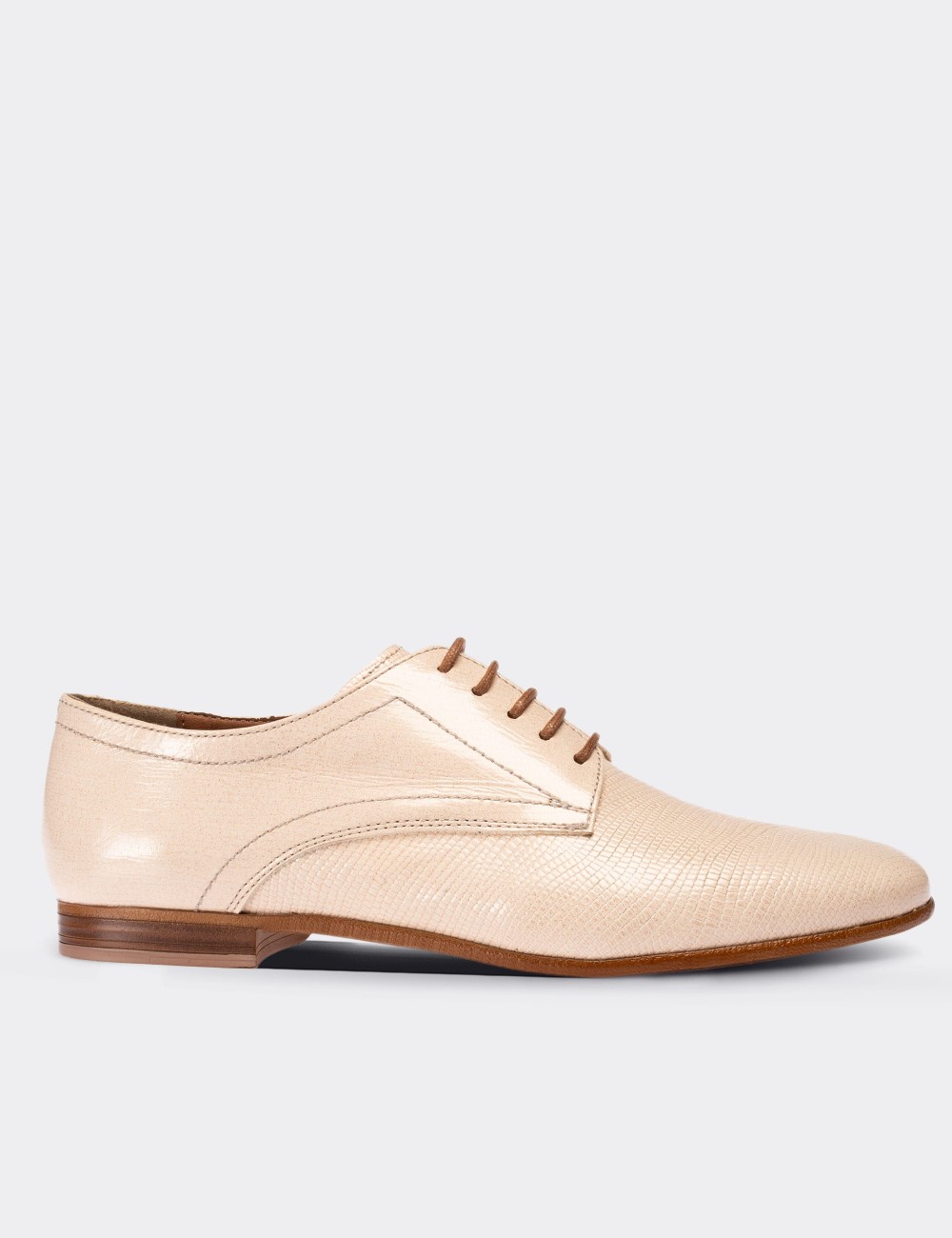 Beige  Leather Lace-up Shoes - 01430ZBEJC02