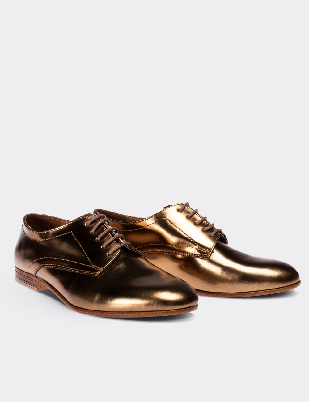 Copper  Leather Lace-up Shoes - 01430ZBKRC01