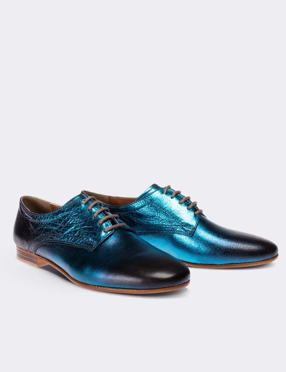 Blue  Leather Lace-up Shoes - 01430ZMVIC02